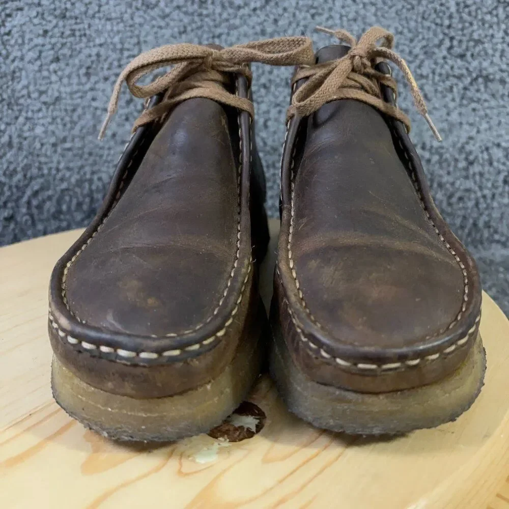 Clarks Originals Wallabee Chukka Boot Beeswax Leather Mens 8.5 Brown Crepe Sole